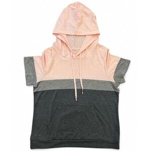 Women’s Pink and Gray T-shirt Hoodie